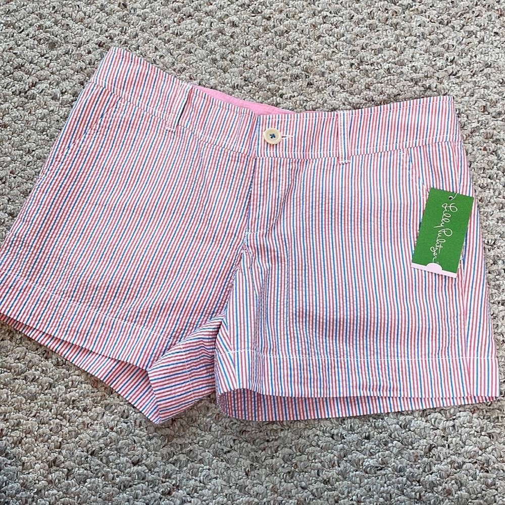 🆕 (Lilly Pulitzer) Callahan Short, Worth Blue Ahoy Seersucker, NWT